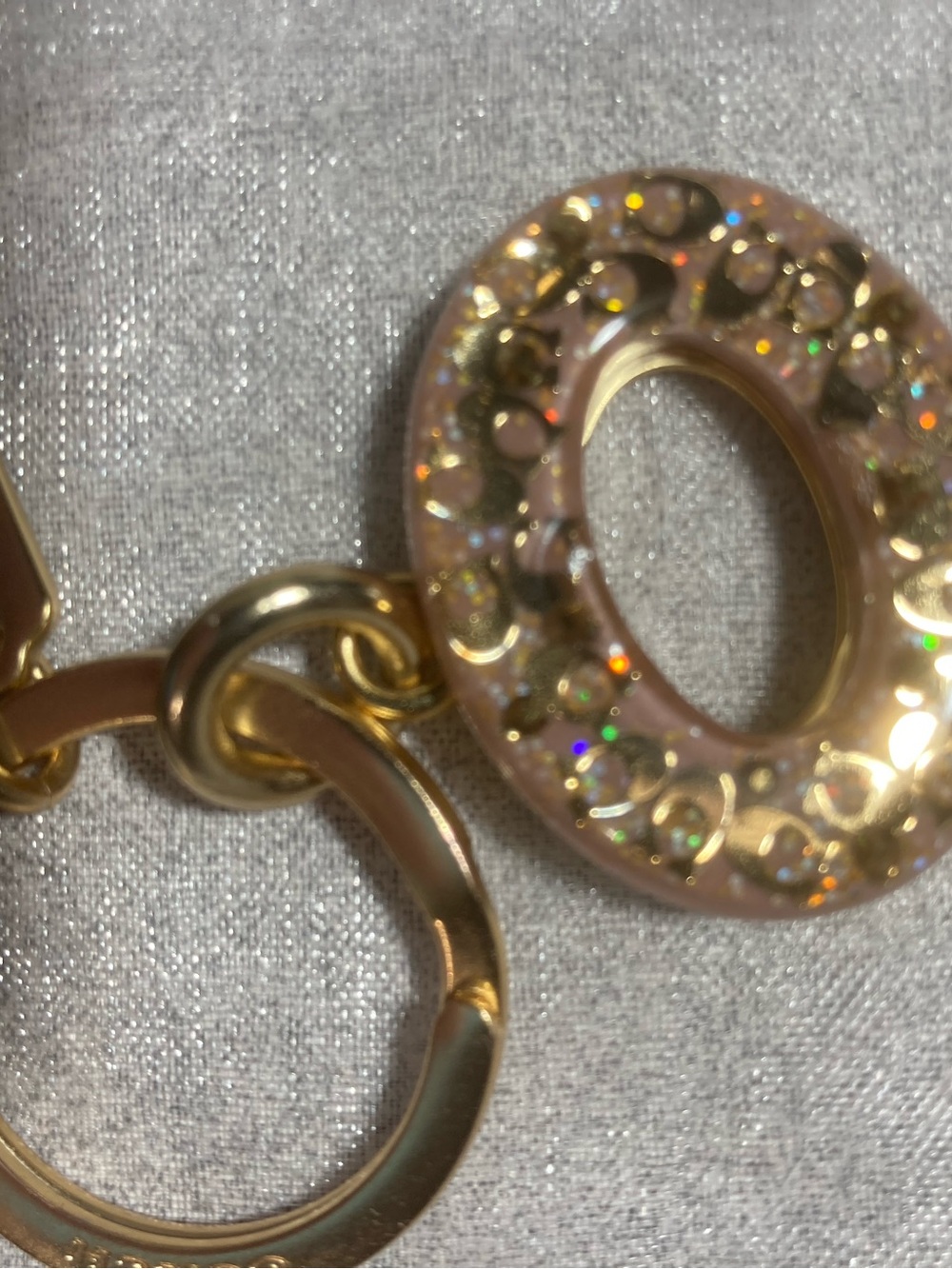 Coach 3D C Resin Key Fob/Bag Charm Pink Glitter Gold-Tone Style 1618 EUC - Picture 4 of 12